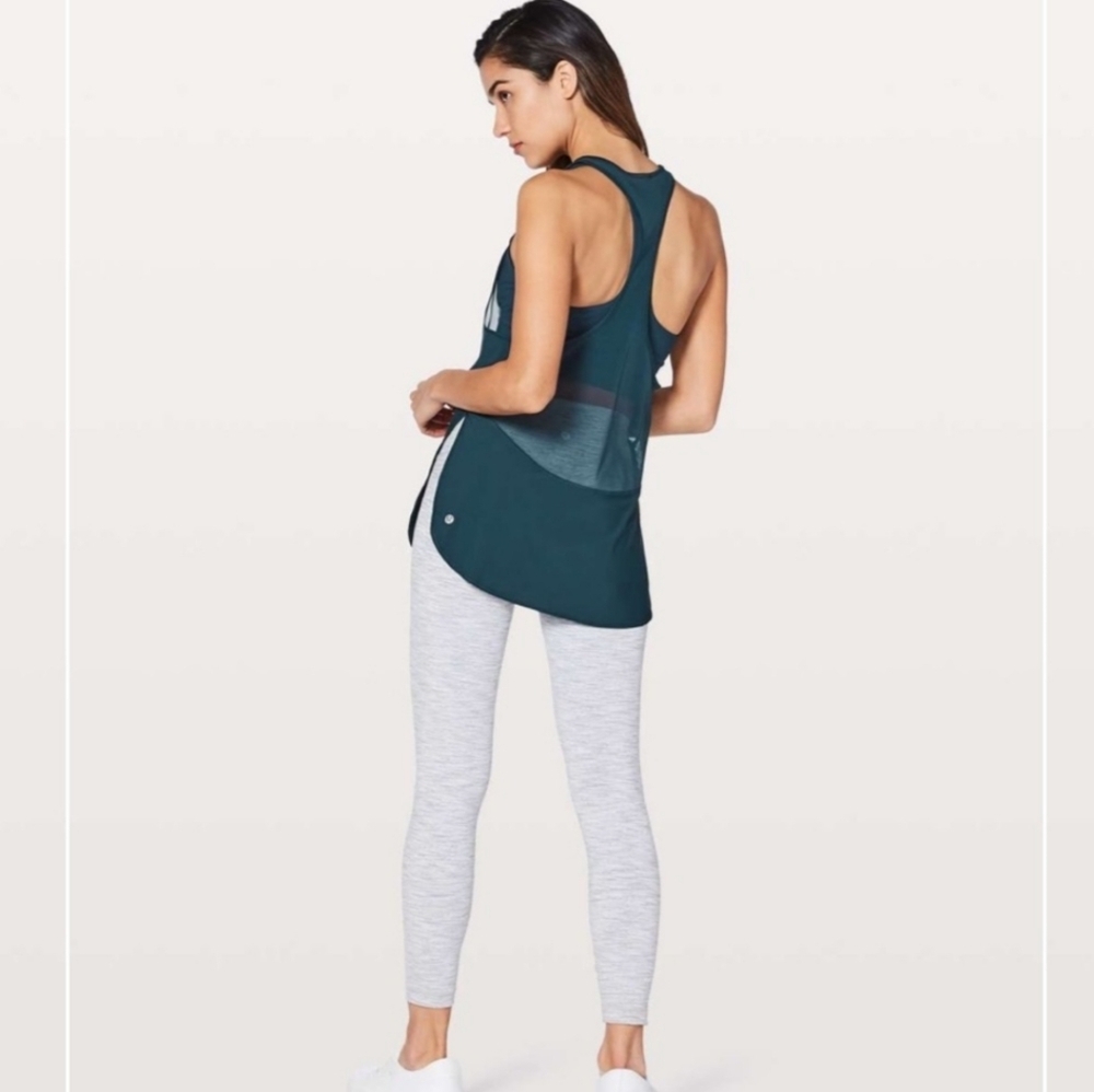 Lululemon Athletic Racerback Tank Top Size 6 W/ Built-In Bra Yoga Training Navy